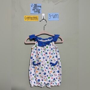 NWOT Gymboree Colorful Polka Dot Infant Romper, Size 3-6M